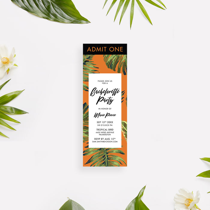 Tropical Bachelorette Party Invitation with Botanical Leaf Design