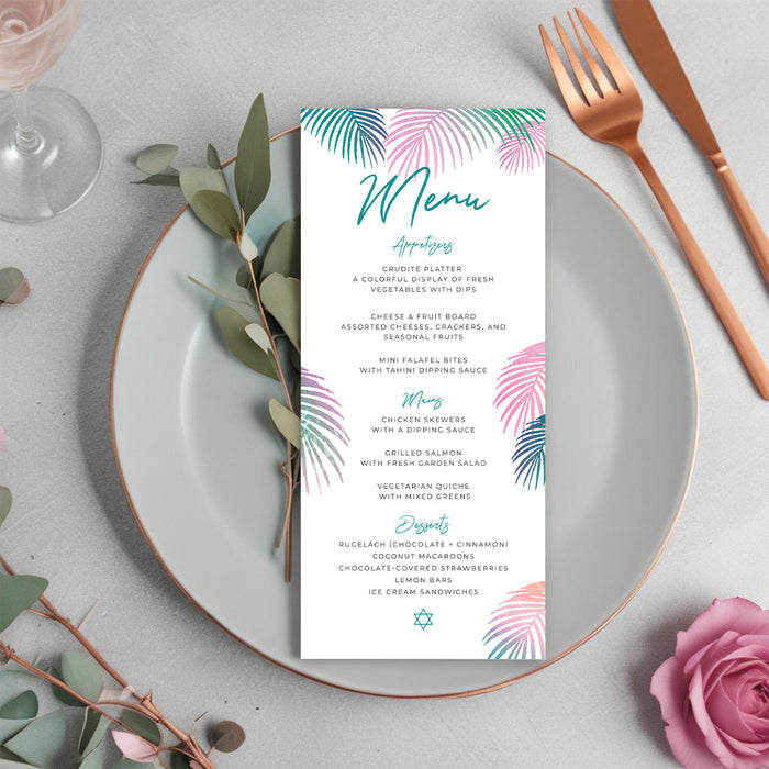 Tropical Bat Mitzvah Invitation Colorful Jewish Celebration Card