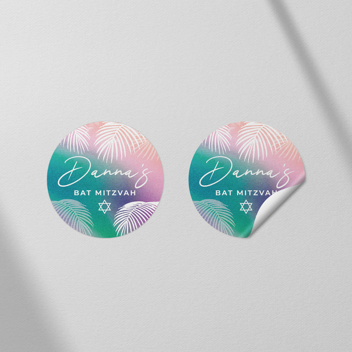 Tropical Bat Mitzvah Invitation Colorful Jewish Celebration Card