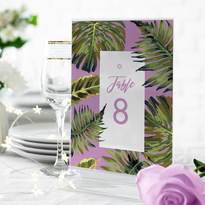 Tropical Bat Mitzvah Invitation with Botanical Leaf Design