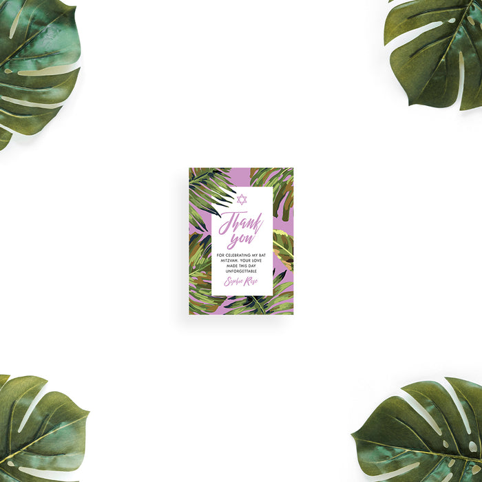 Tropical Bat Mitzvah Invitation with Botanical Leaf Design