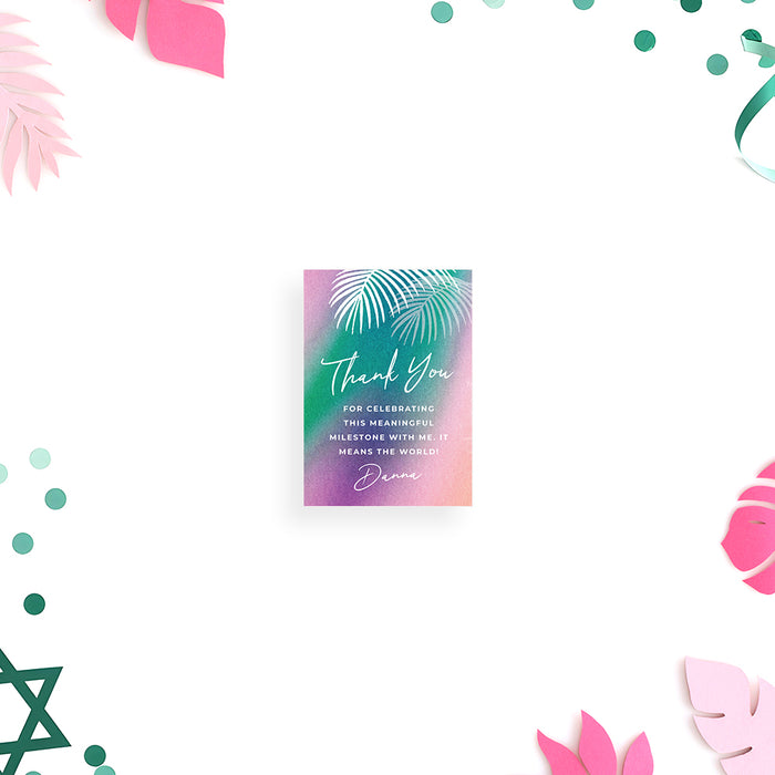 Tropical Bat Mitzvah Invitation Colorful Jewish Celebration Card