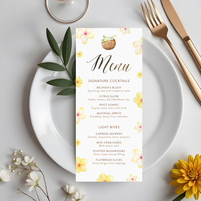 Tropical Cocktail Party Invitation Floral Summer Birthday Invite