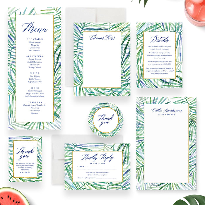 Tropical Cocktail Party Invitation Botanical Birthday Card