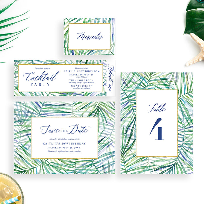Tropical Cocktail Party Invitation Botanical Birthday Card