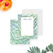 Personalized tropical note card with a palm leaf border, perfect for thank you notes or stationery gifts.-front-back