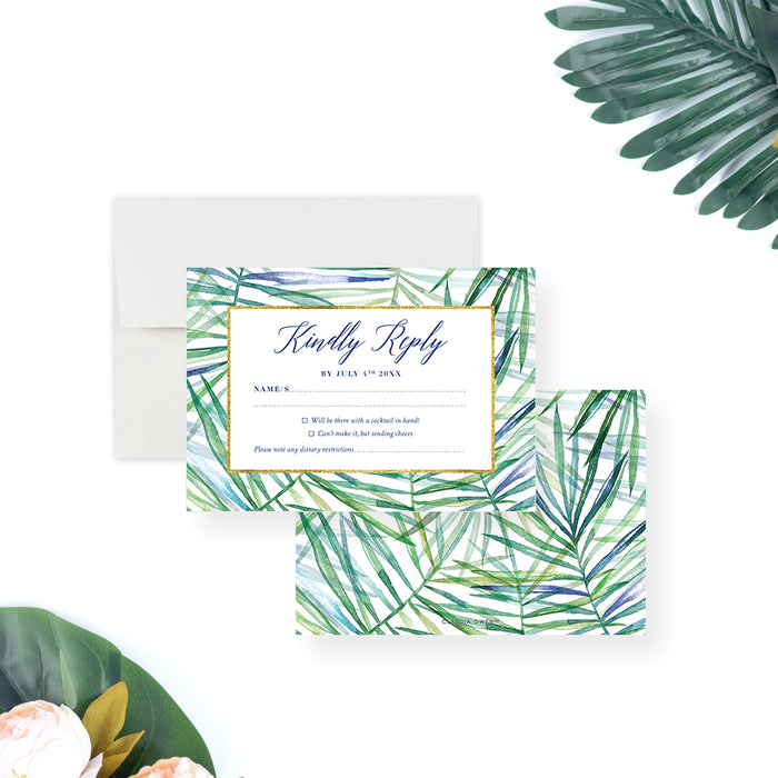 Tropical Cocktail Party Invitation Botanical Birthday Card