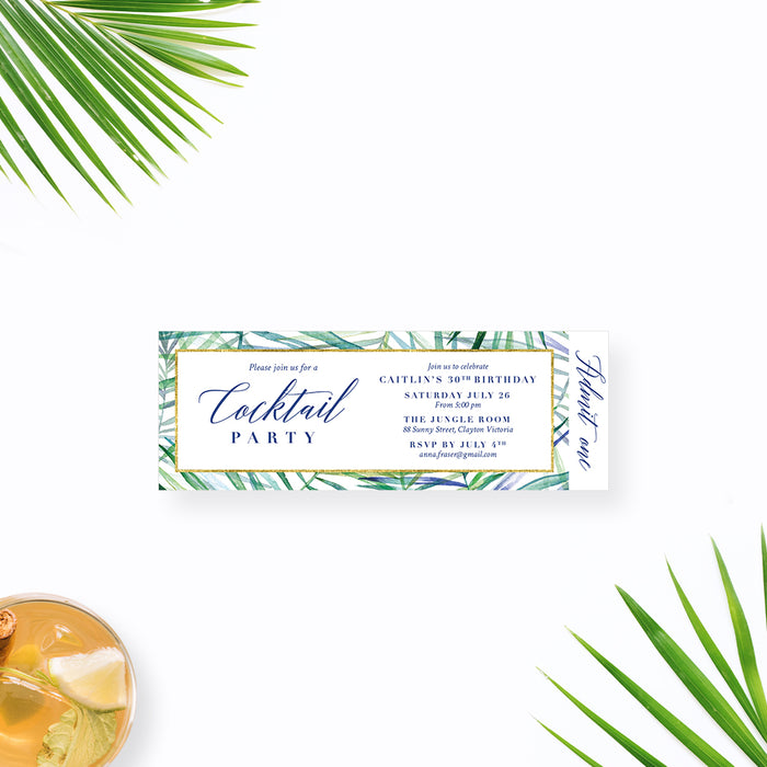 Tropical Cocktail Party Invitation Botanical Birthday Card