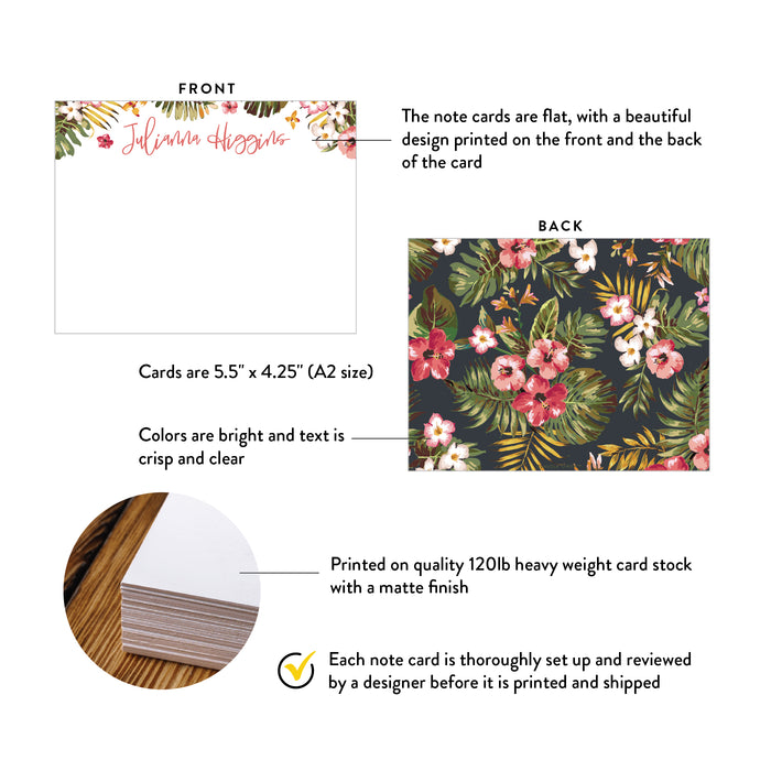 A2 note card specifications: 5.5 × 4.25 inches, double-sided printing and heavyweight 120 lb matte cardstock.