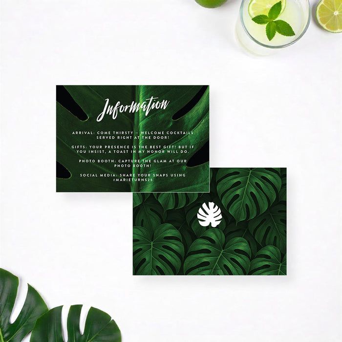 Cocktail Party Birthday Invitation Tropical Monstera Leaf