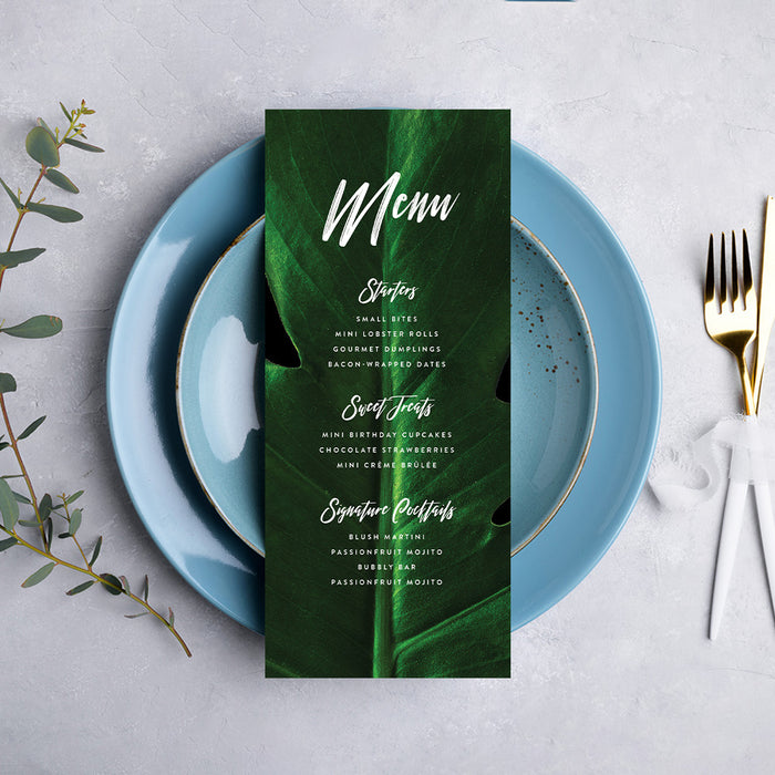Cocktail Party Birthday Invitation Tropical Monstera Leaf