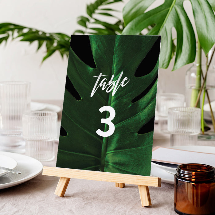 Cocktail Party Birthday Invitation Tropical Monstera Leaf