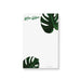 personalized monstera leaf notepad with custom name, bold green tropical leaves, and clean white writing space