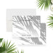 tropical wedding thank you card with soft palm shadow design and elegant script lettering for a beach or garden wedding-front-back