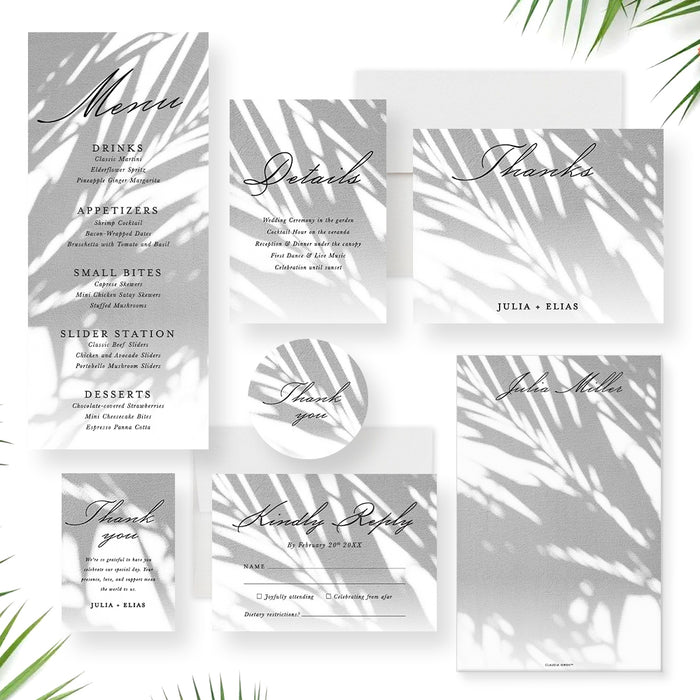 Tropical Palm Wedding Invitation Garden Party Card