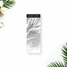 tropical wedding ticket invitation with soft palm shadow design and elegant script lettering for a beach or garden wedding