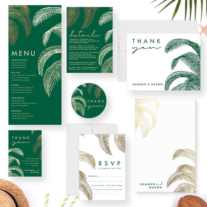 Tropical Palm Leaf Wedding Invitation Green Summer