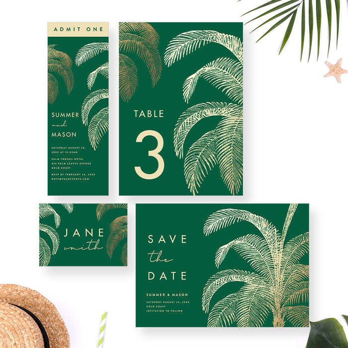 Tropical Palm Leaf Wedding Invitation Green Summer