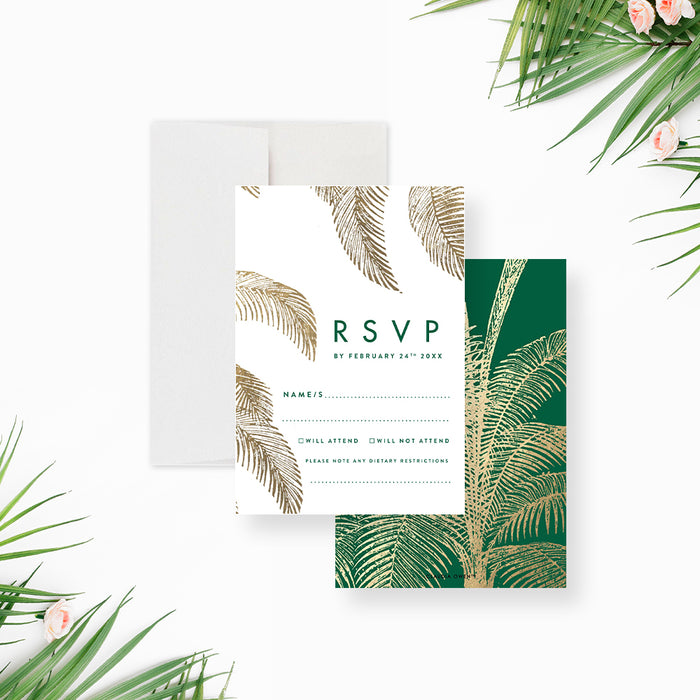 Tropical Palm Leaf Wedding Invitation Green Summer