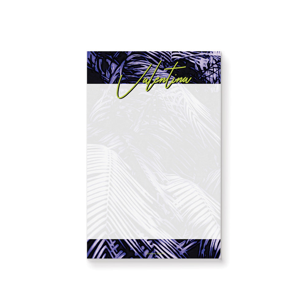 Tropical Summer Notepad with Purple Palm Leaves, Island Vibes Statione