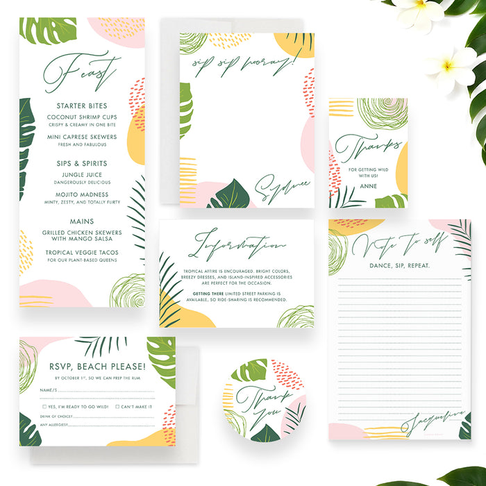 Bachelorette Party Invitation Tropical Botanical Design