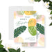Tropical bachelorette party invitation featuring a botanical leaves illustration-front-back