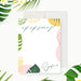 Bachelorette personalized tropical thank you card with monstera leaves and botanical foliage-front