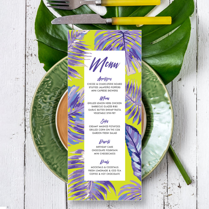 Birthday Invitation Tropical Leaf Botanical Design