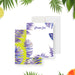 Tropical personalized note card featuring vibrant purple palm leaves, perfect for birthday, thank-you, or summer party celebrations-front-back