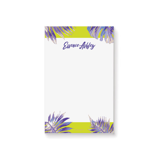 Personalized notepad with tropical palm leaves, ideal for birthday favors, summer events, or beach parties