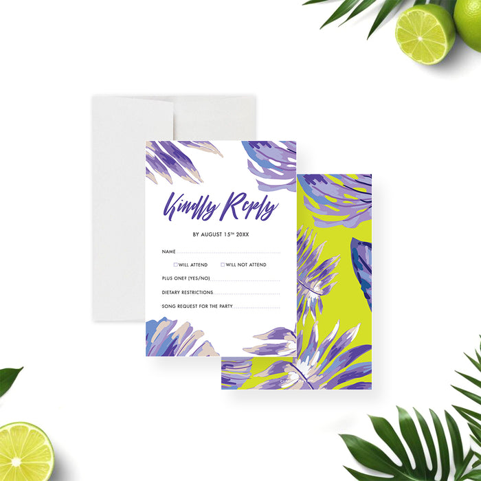Birthday Invitation Tropical Leaf Botanical Design