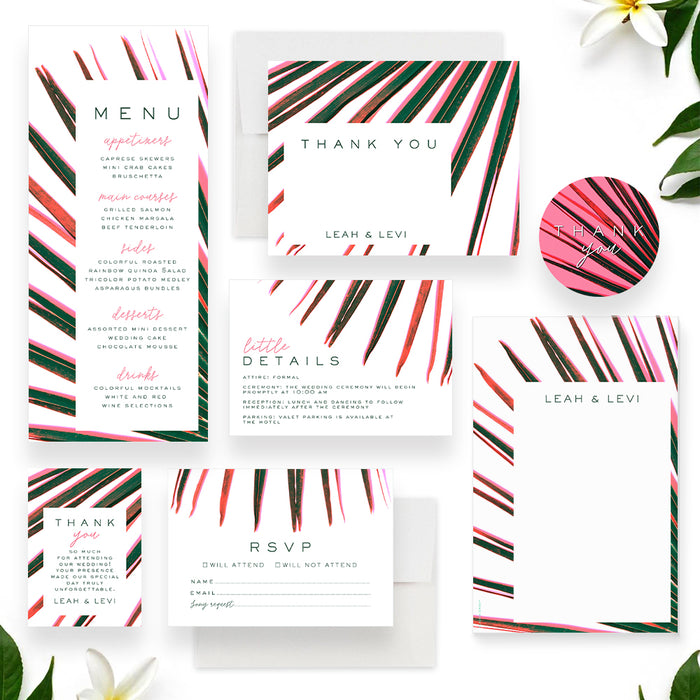 Tropical Wedding Invitation Modern Palm Leaf Card