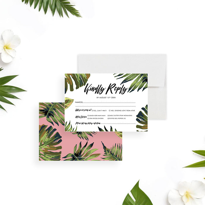 Tropical Wedding Invitation Greenery Palm Leaf Design