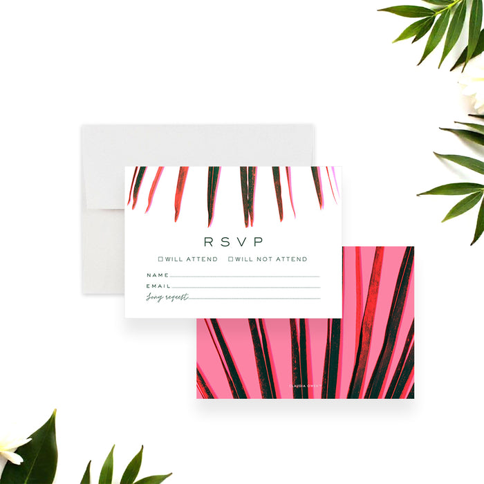 Tropical Wedding Invitation Modern Palm Leaf Card