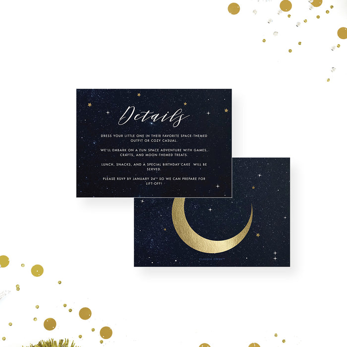 Two the Moon and Back Birthday Party Invitation for Kids, Moon and Stars 2nd Birthday Invites, Celestial Themed Invitation Card