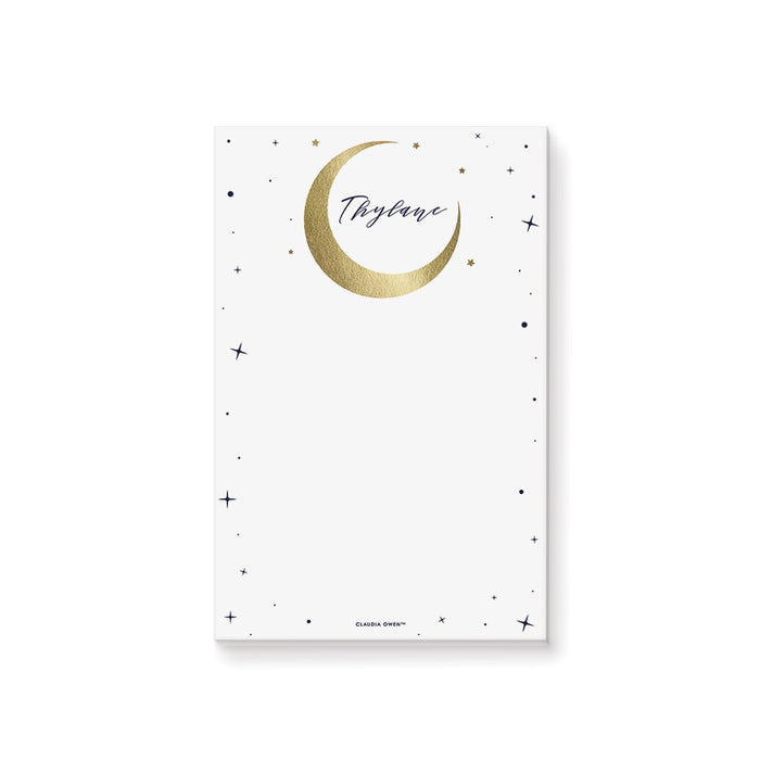 Moon Notepad for Little Boys and Girls, Celestial Birthday Party Favor Notepad, Custom Kids Stationery Pad with Moon and Stars