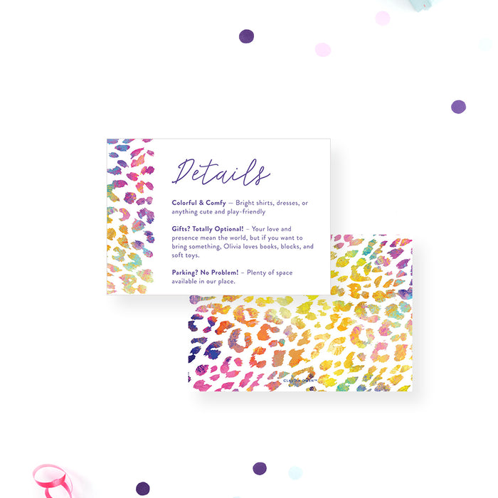 Two Wild Kids Birthday Invitation Colorful Leopard Print