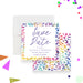 Personalized birthday save the date card with colorful animal print design-front-back