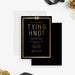 Modern black engagement party invitation with gold "Tying the Knot" text and a knot design, perfect for newly engaged couple celebrations-front-back