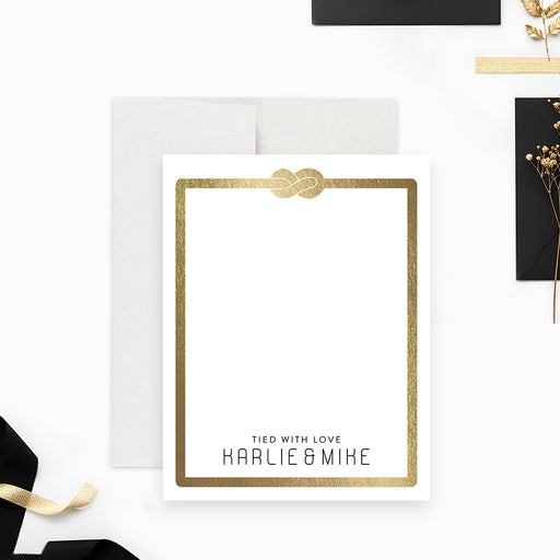 Wedding thank you card knot design elegant personalized note card-front