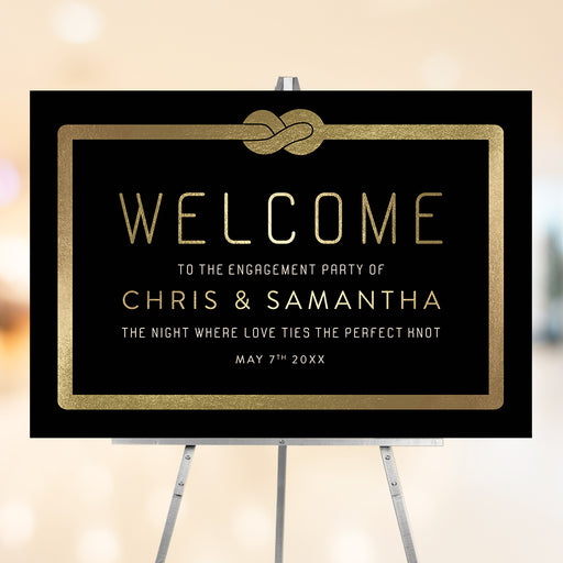 Engagement party welcome sign black elegant wedding welcome sign knot design
