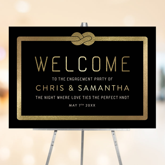 Engagement party welcome sign black elegant wedding welcome sign knot design