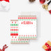 Personalized Christmas notecard with a red and green festive sweater border, reindeer accents, and a custom name design.-front-back