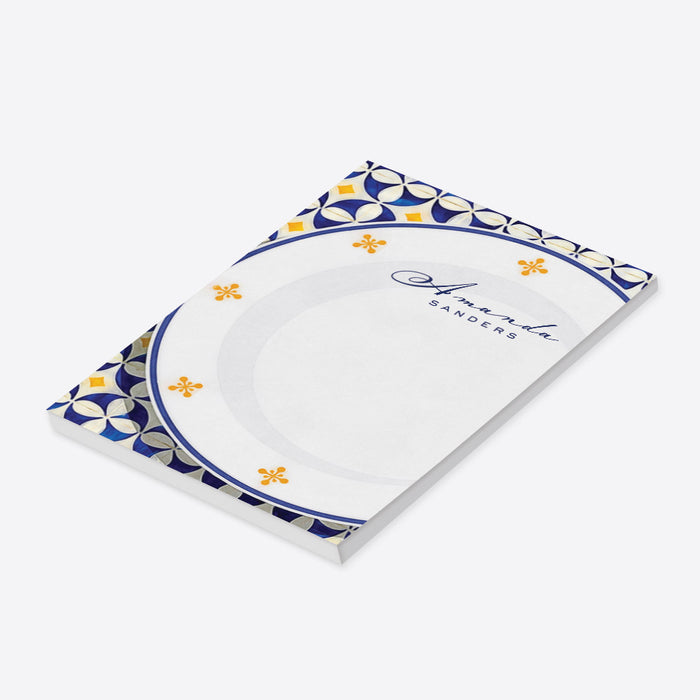 Italian Inspired Notepad with Plate and Tablecloth Design, Personalized Mediterranean Stationery Writing Pad, Birthday Dinner Party Favor