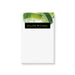 Modern personalized notepad with lime and soda bubbles, featuring a name in green on a black banner. Perfect for professionals or as event gift favors.