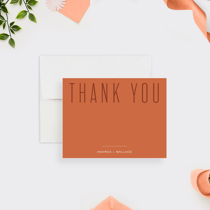 Unique Modern Wedding Invitation Card in Rust Orange, Fall Wedding Invitations with Minimalist Typography