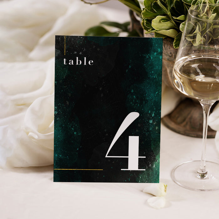 Unique Wedding Invitation Card in Emerald Green Black and Gold, Creative Wedding Invites