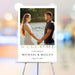 Romantic wedding welcome sign featuring the couple’s photo, elegant gold and black typography, and customized décor for the reception and ceremony.