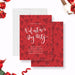 Romantic Valentine's Day party invitation featuring a vibrant red heart pattern-front-back