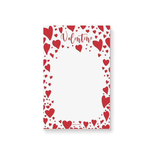 Valentine's Day personalized notepad with romantic red heart design